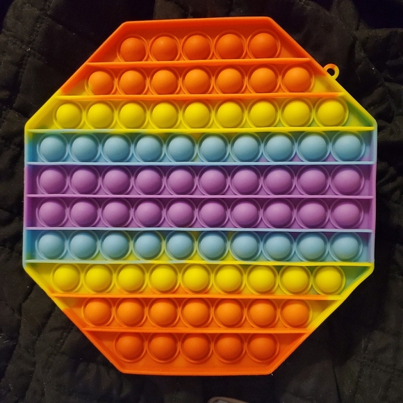 Rainbow Big Pop Fidget Toy Push Bubble Sensory‎ Stress Hexagon - Picture 1 of 4